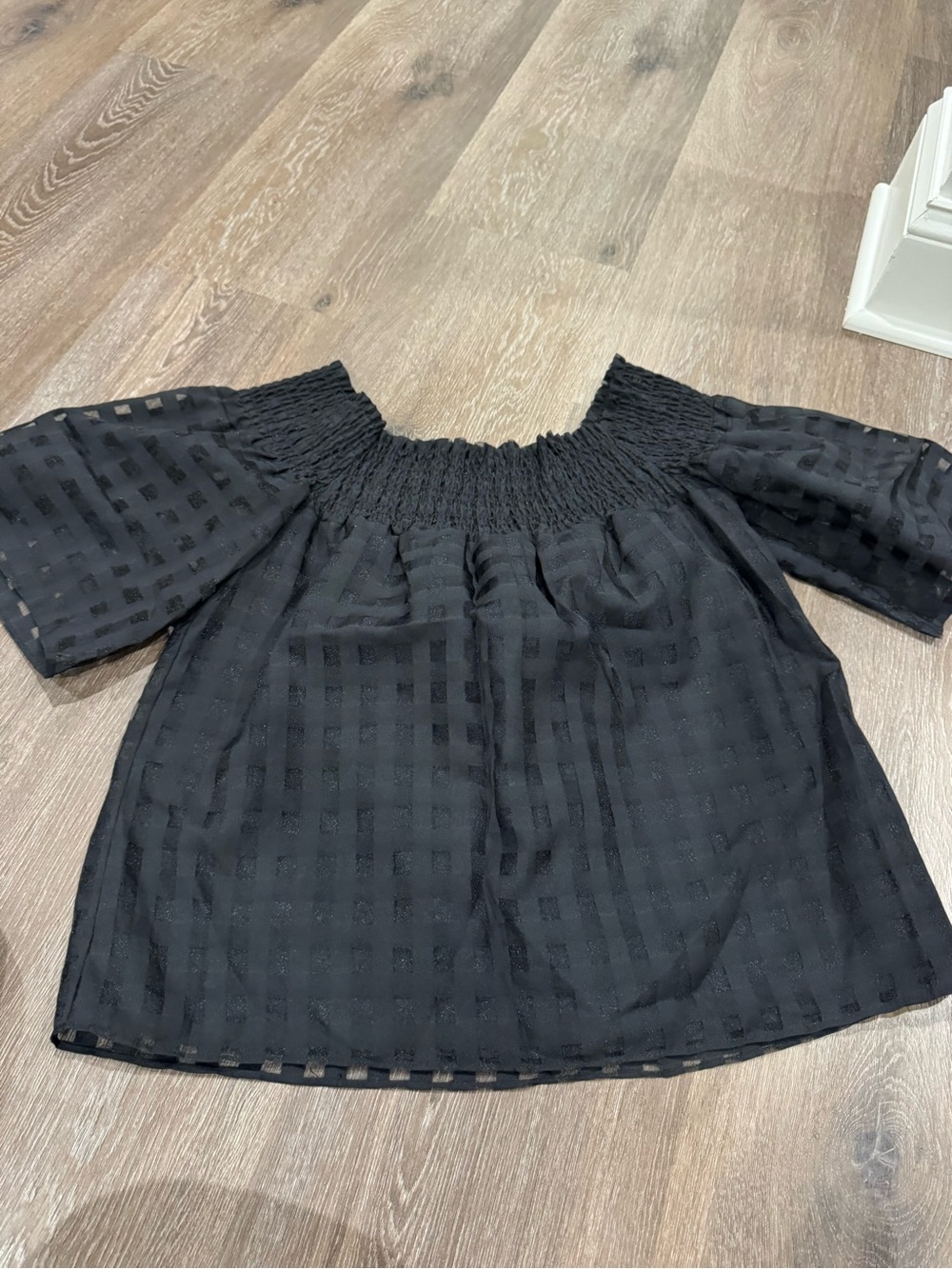 Parker Black Off-Shoulder Smocked Blouse